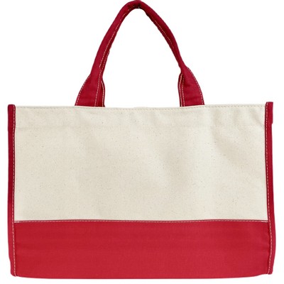 Blank Market 16 oz Canvas Tote Bag | Gift Beach Everyday Travel Red (18x12x6)