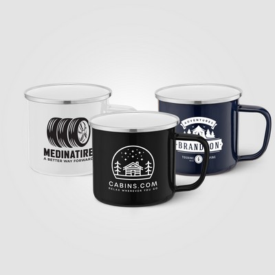 Wyoming - 13 oz. Enamel-Coated Campfire Mug with Stainless Rim - Silkscreen