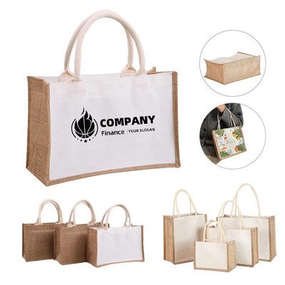 Two-Tone Linen Canvas Tote Bag